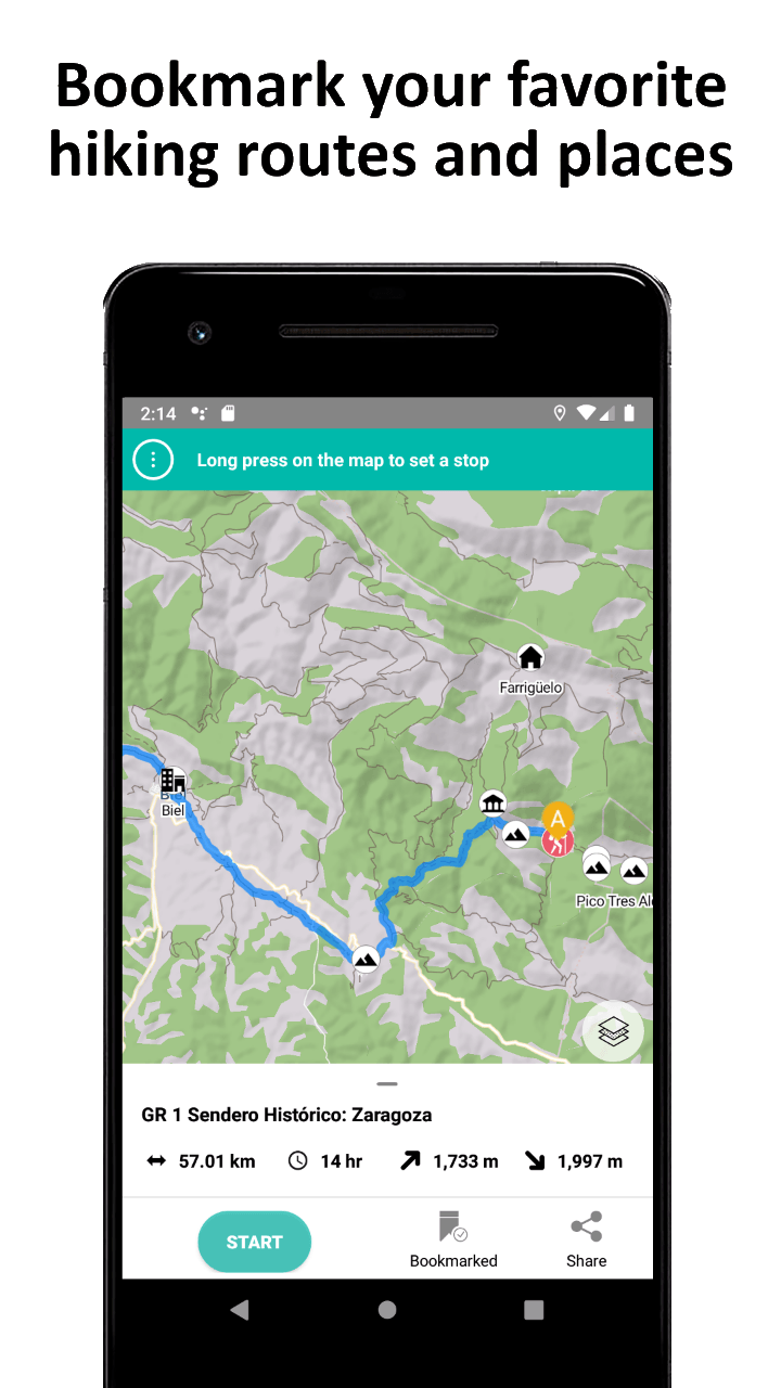 Bookmark routes and places